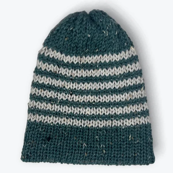 Handmade Alpaca Tweed Striped Knit Beanie Handcrafted Loch Ness w/ Highland Fog - Picture 10 of 10